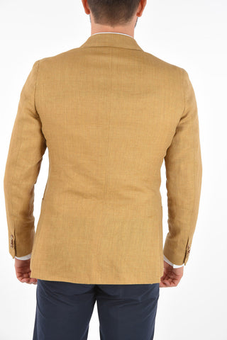 virgin wool and flax REWARD side vents 2-button blazer drop 7R