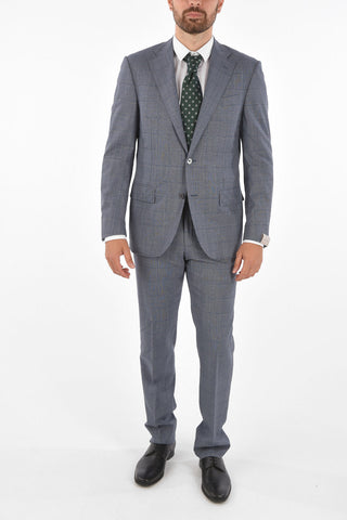 district check virgin wool side vents belt loops 2-button LEADER suit drop 7R