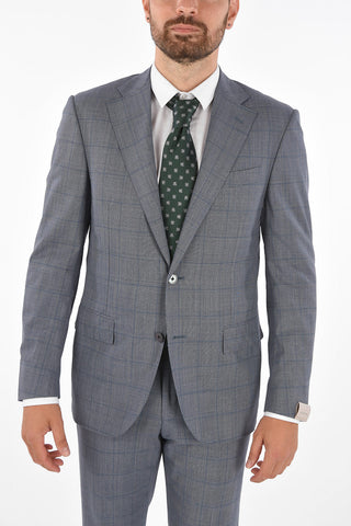district check virgin wool side vents belt loops 2-button LEADER suit drop 7R