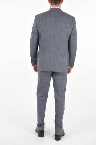district check virgin wool side vents belt loops 2-button LEADER suit drop 7R