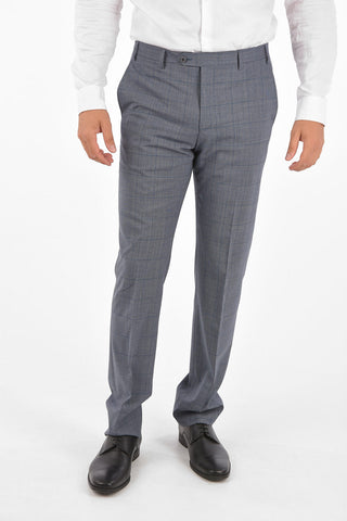 district check virgin wool side vents belt loops 2-button LEADER suit drop 7R