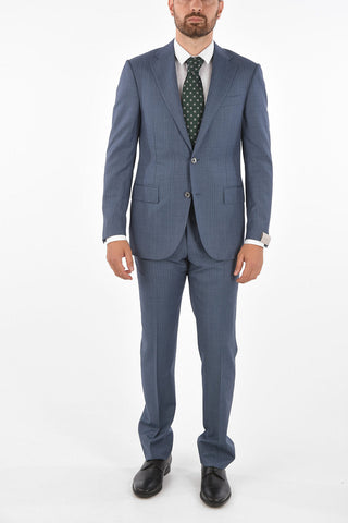 virgin wool LEADER side vents notch lapel 2-button suit drop 7R