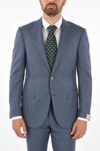 virgin wool LEADER side vents notch lapel 2-button suit drop 7R