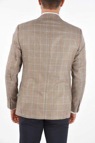 giacca a 3 bottoni SARTORIA a quadri in seta e in cashmere drop 7R due spacchi revers classico