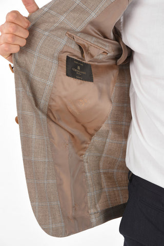 giacca a 3 bottoni SARTORIA a quadri in seta e in cashmere drop 7R due spacchi revers classico