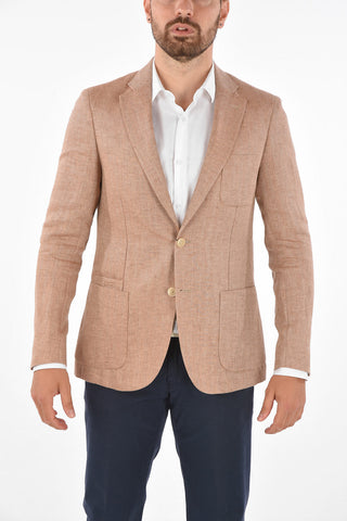 CC COLLECTION plain herringbone flax REWARD side vents 2-button blazer drop 7R