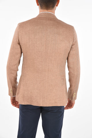 CC COLLECTION plain herringbone flax REWARD side vents 2-button blazer drop 7R
