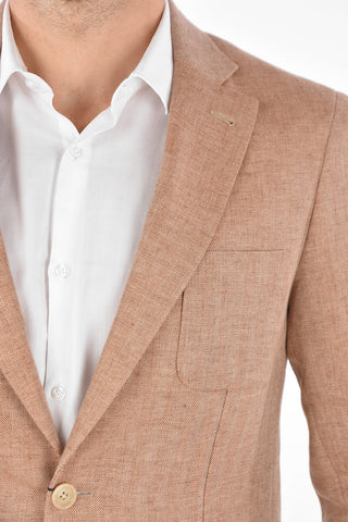 CC COLLECTION plain herringbone flax REWARD side vents 2-button blazer drop 7R