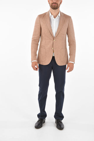CC COLLECTION plain herringbone flax REWARD side vents 2-button blazer drop 7R