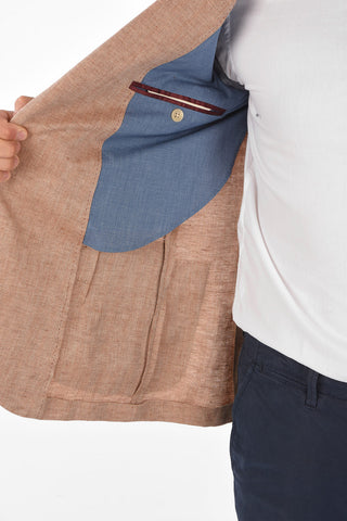 CC COLLECTION plain herringbone flax REWARD side vents 2-button blazer drop 7R