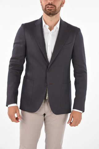 CC COLLECTION silk virgin wool and flax REWARD side vents 2-button blazer drop 7R