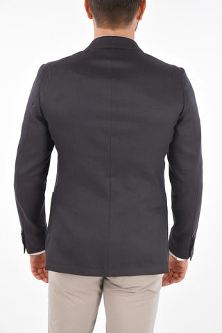 CC COLLECTION silk virgin wool and flax REWARD side vents 2-button blazer drop 7R