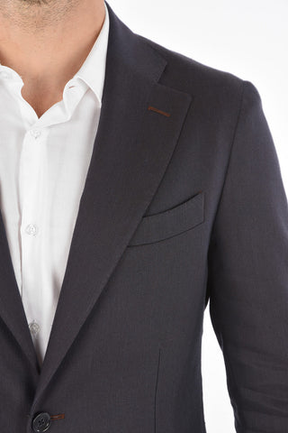 CC COLLECTION silk virgin wool and flax REWARD side vents 2-button blazer drop 7R