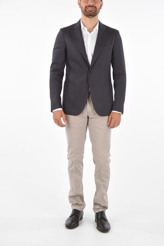 CC COLLECTION silk virgin wool and flax REWARD side vents 2-button blazer drop 7R