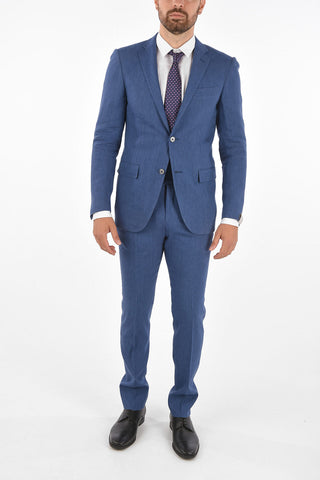 virgin wool and flax side vents 2-button ACADEMY suit drop 8R
