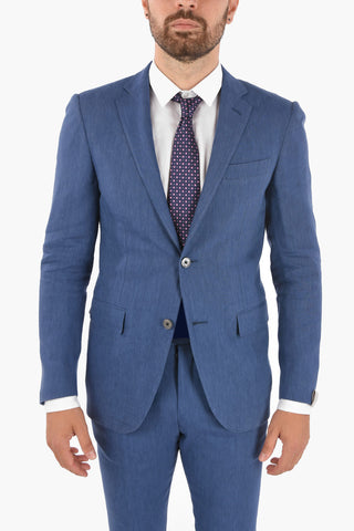 virgin wool and flax side vents 2-button ACADEMY suit drop 8R
