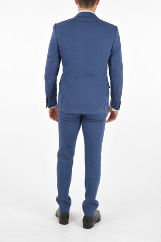 virgin wool and flax side vents 2-button ACADEMY suit drop 8R