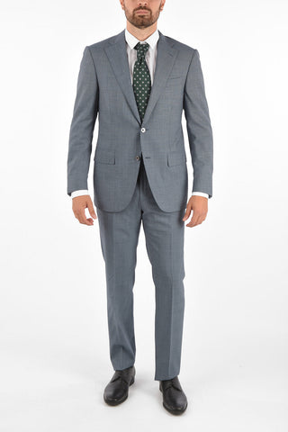 houndstooth virgin wool LEADER side vents belt loops 2-button suit drop 7R