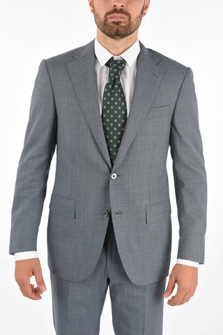 houndstooth virgin wool LEADER side vents belt loops 2-button suit drop 7R
