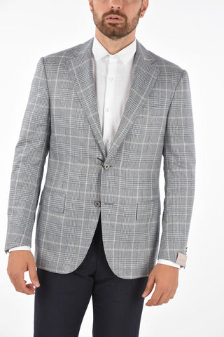district check silk LEADER SOFT side vents 2-button blazer drop 7R