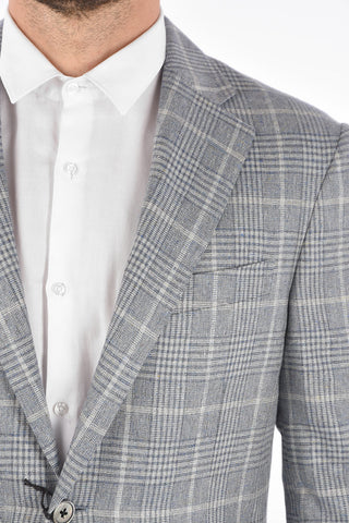 district check silk LEADER SOFT side vents 2-button blazer drop 7R