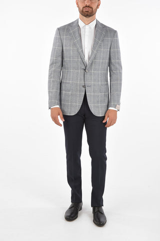 district check silk LEADER SOFT side vents 2-button blazer drop 7R