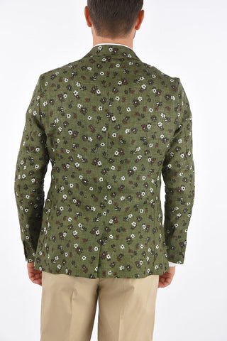 CC COLLECTION floral-print flax WPSAD 2-button blazer