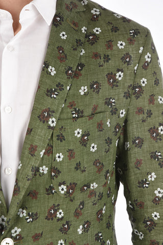 CC COLLECTION floral-print flax WPSAD 2-button blazer