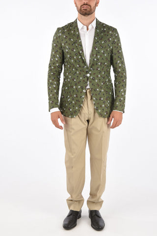CC COLLECTION floral-print flax WPSAD 2-button blazer
