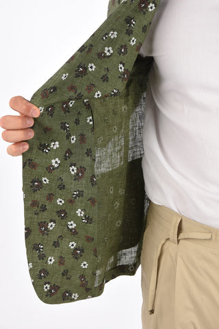 CC COLLECTION floral-print flax WPSAD 2-button blazer
