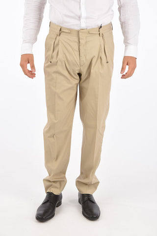 ID pantalone a doppia pince in Cotone e Seta con Coulisse