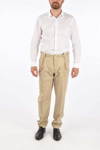 ID pantalone a doppia pince in Cotone e Seta con Coulisse