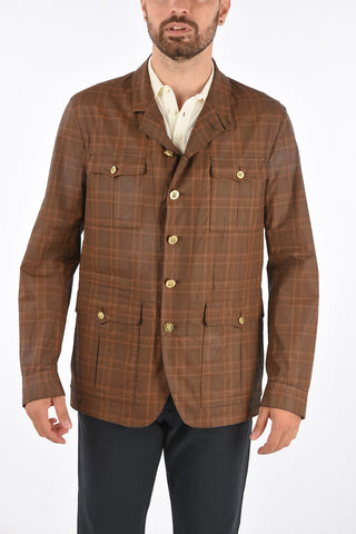windowpane check GRIGNA Waxed Cotton jacket