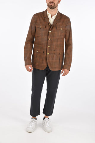 windowpane check GRIGNA Waxed Cotton jacket