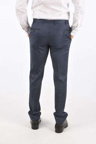 pinstriped CEREMONY ACADEMY plain hem trousers