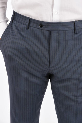pinstriped CEREMONY ACADEMY plain hem trousers