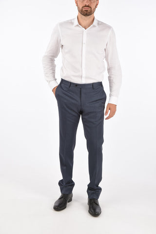 pinstriped CEREMONY ACADEMY plain hem trousers