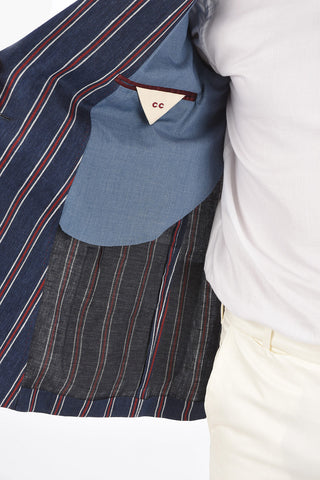 CC COLLECTION hairline striped REWARD double-breasted blazer