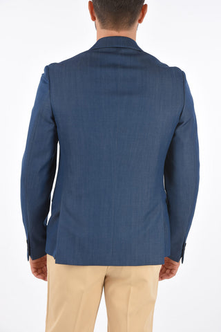 Virgin Wool Denim Effect TRAVEL Blazer