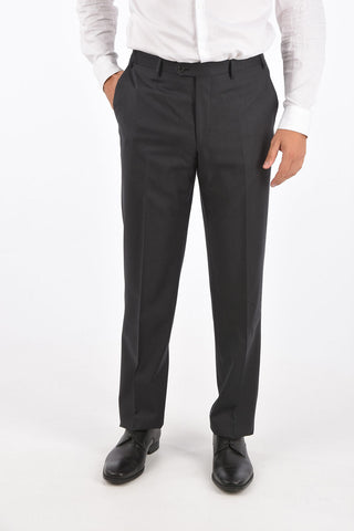 Extrafine Wool LEADER plain hem trousers