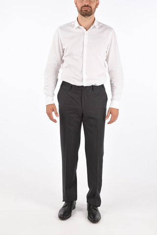 Extrafine Wool LEADER plain hem trousers