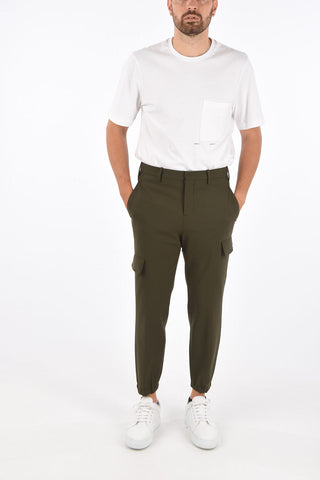 Hidden Closure Utility Slim Fit Pants with Elastick Ankle