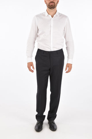 Extrafine Wool LEADER plain hem trousers