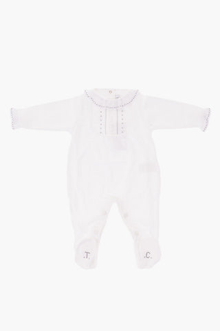 embroidered long sleeve romper suit