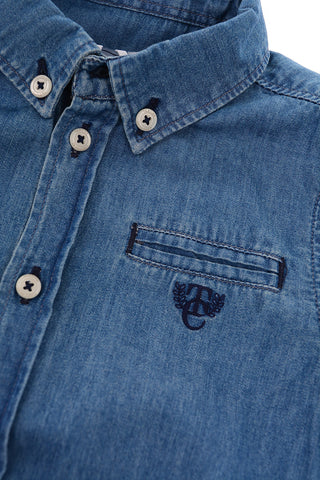 denim button-down collar shirt
