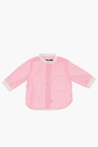check mandarin collar shirt