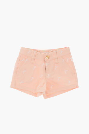 embroidered stretch denim shorts