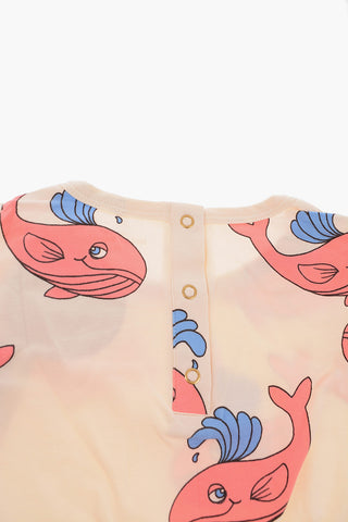 Whale printed crew-neck dress