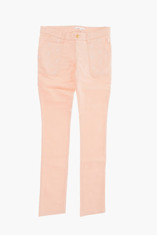 embroidered stretch denim jeans