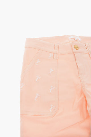 embroidered stretch denim jeans